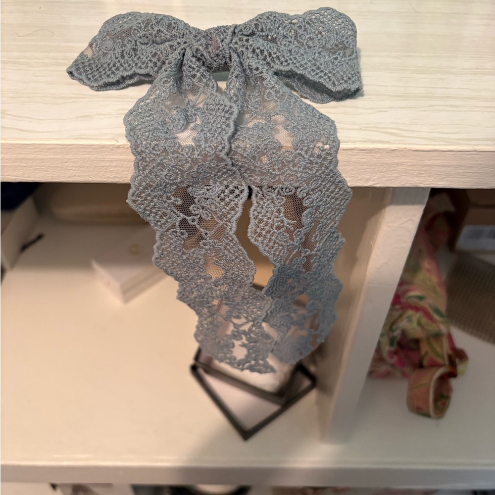 Delicate Blue Lace Bow Headband